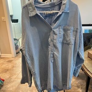 We The Free Light Blue Denim Shirt